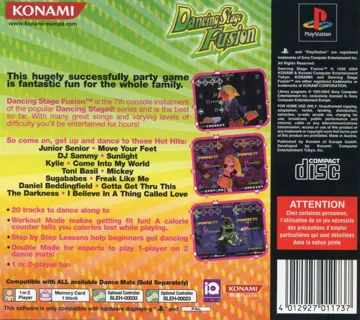 Dancing Stage Fusion (EU) box cover back